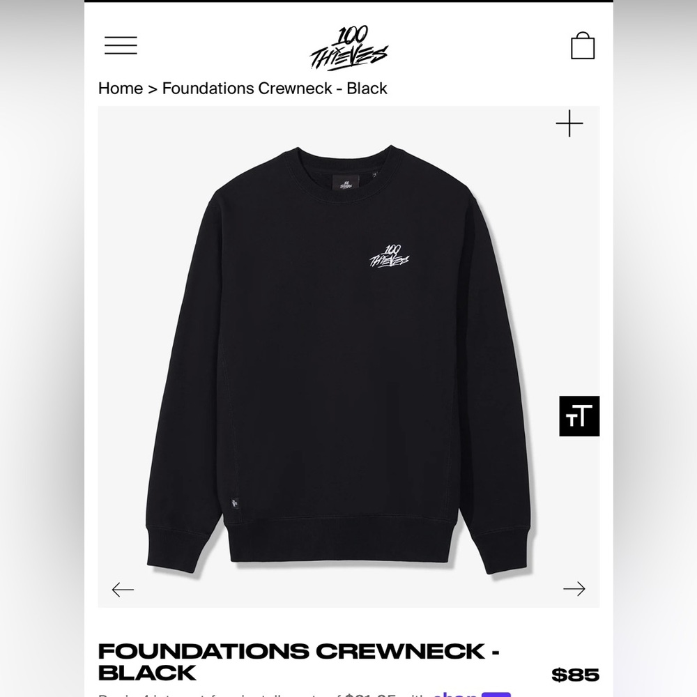 100 Thieves Foundations Crewneck size M black